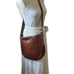 Brown Woven Crossbody Bag
